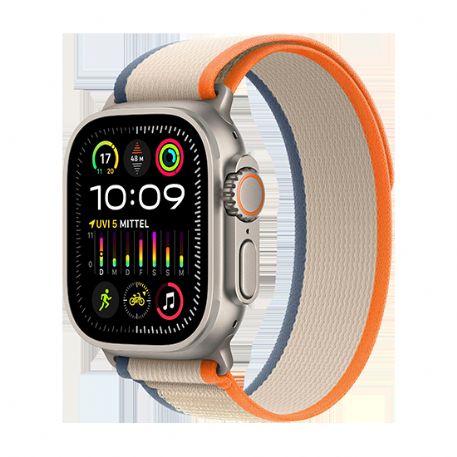 Watch Apple Watch Ultra 2 LTE 49mm Titanium Case with Trail Loop S/M - Orange/Beige - MRF13FDA